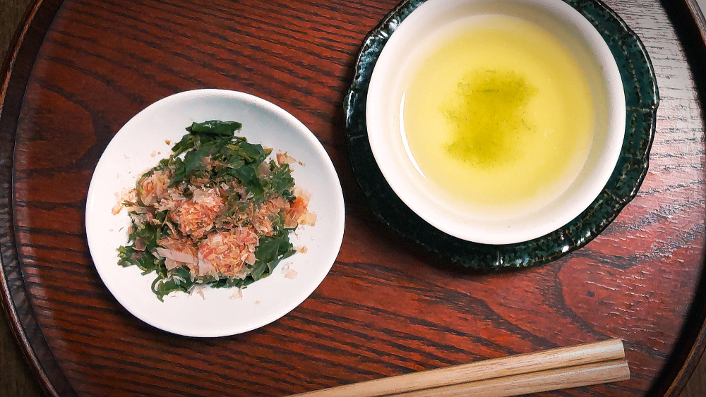 さしま茶と茶殻のおひたし